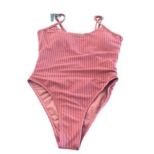Zaful Light Coffee Clay Ribbed One piece Swimsuit NWT Woman Size Small